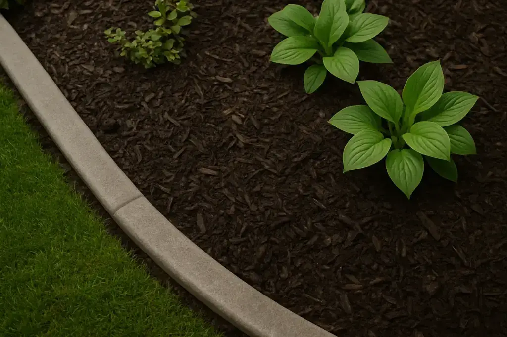 Curved mulch edge with hostas and shrubs — CSN Lawncare and Landscape