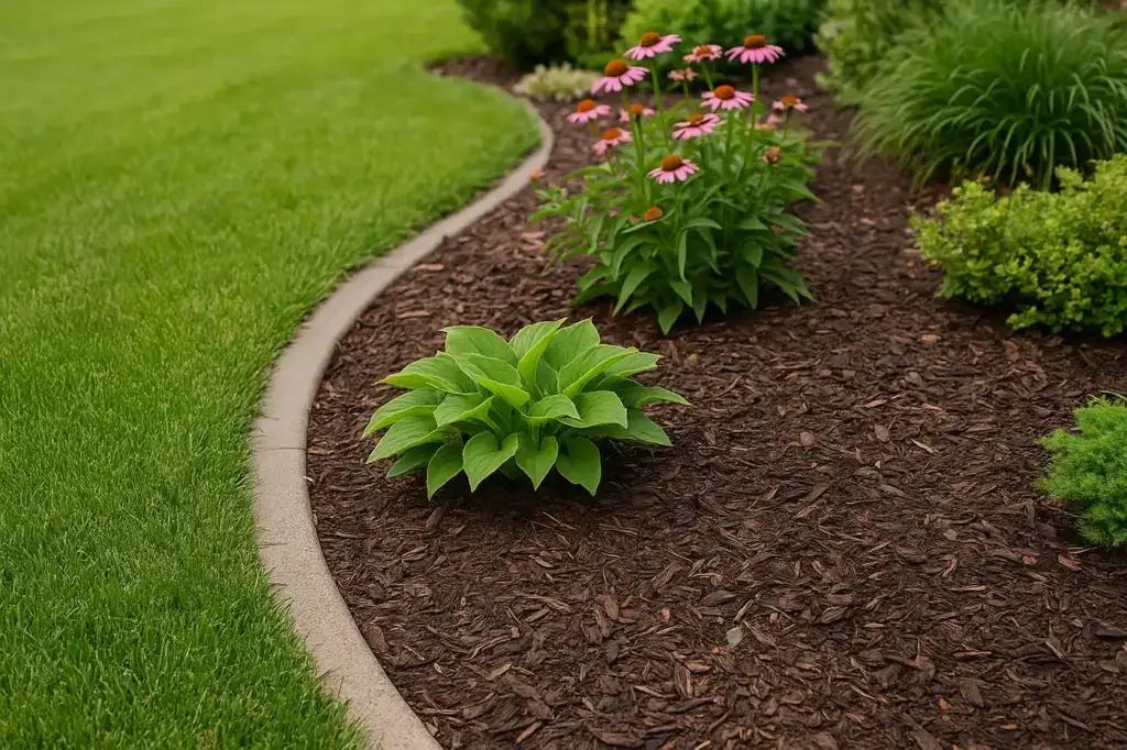 Mulch & Hosta Detail – Crisp Bed Edge | CSN Lawncare, Hudson WI